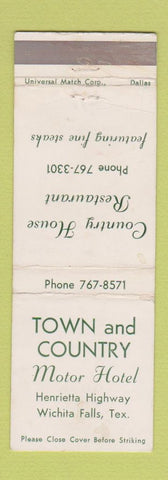 Matchbook Cover - Town and Country Motor Hotel Wichita Falls TX WEAR