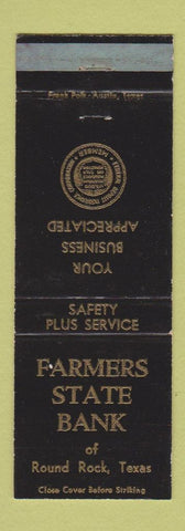 Matchbook Cover - Farmers State Bank Round Rock TX