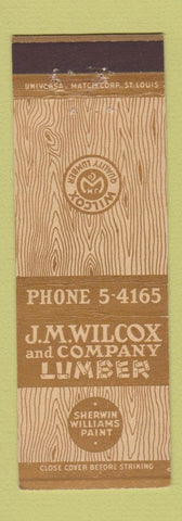 Matchbook Cover - JM Wilcox Lumber Sherwin Williams Paints Dallas TX