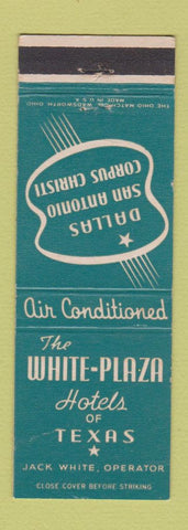 Matchbook Cover - White Plaza Hotels Dallas San Antonio Corpus Christi TX