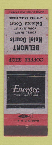 Matchbook Cover - Belmont Hotel Courts Wichita Falls TX Energee oil gas WEAR