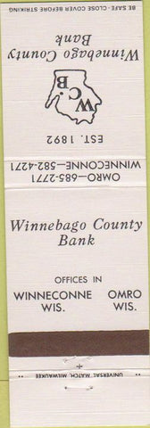 Matchbook Cover - Winnebag County Bank Winneconne Omro WI