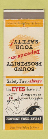 Matchbook Cover - Safety Eyes Goggles Dalton Candle Wick Dalton GA