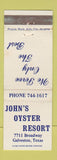 Matchbook Cover - John's Oyster Resort Galveston TX