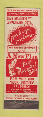 Matchbook Cover - Prudence Insurance? Chicago IL WEAR