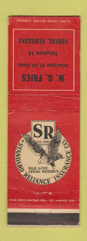Matchbook Cover - WG Fries Insurance Tobias NE low phone # WEAR