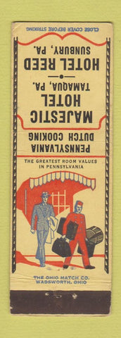 Matchbook Cover - Majestic Hotel Tamaqua PA Sunbury PA Hotel Reed bellhop