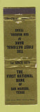 Matchbook Cover - First National Bank San Marcos TX WEAR