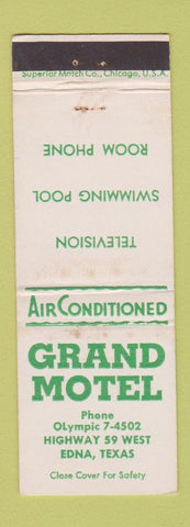 Matchbook Cover - Grand Motel Edna TX WEAR