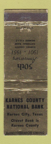 Matchbook Cover - Karnes County National Bank Karnes City TX WEAR 1951
