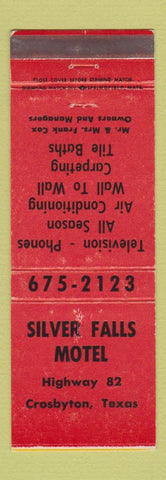 Matchbook Cover - Silver Falls Motel Crosbyton TX