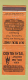 Matchbook Cover - Continental Longview Motor Inn Longview TX WEAR