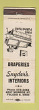 Matchbook Cover - Snyder's Interiors Drapes Furniture Toledo OH WEAR