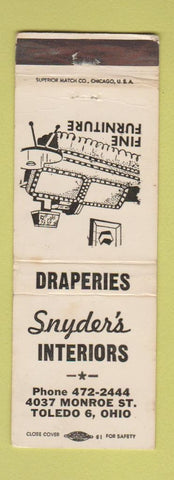 Matchbook Cover - Snyder's Interiors Drapes Furniture Toledo OH WEAR