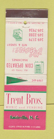 Matchbook Cover - Trent Bros Vending Juke Boxes Reidsville NC coin operated