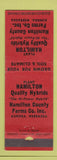 Matchbook Cover - Hamilton Hybrid Farmers Aurora NE WEAR