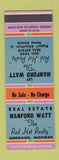 Matchbook Cover - Manford Watt Real Estate Sebewaing MI SAMPLE