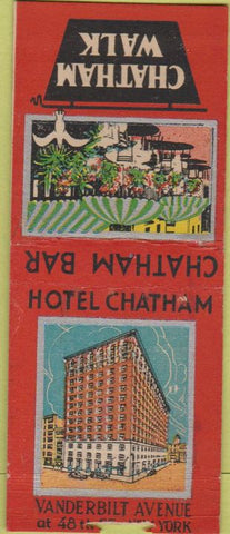Matchbook Cover - Chatham Hotel NYC Walk deco BOBTAIL