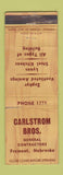 Matchbook Cover - Carlstrom Bros Contractor Fremont NE WORN