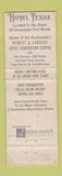 Matchbook Cover - Hotel Texas Fort Worth TX WEAR