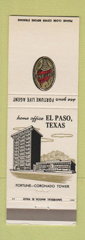 Matchbook Cover - Fortue Life Insurance El Paso TX