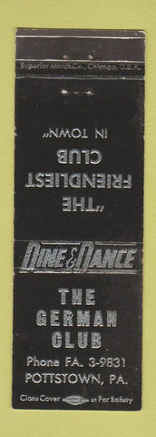 Matchbook Cover - German Club Pottstown PA