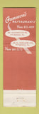Matchbook Cover - Gannon's Restaurants Pittsburgh PA