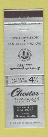 Matchbook Cover - Chester Savings and Loan Chester PA WEAR