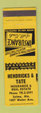 Matchbook Cover - Hendricks Tate Insurance Real Estate Selma AL WEAR
