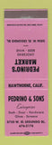Matchbook Cover - Pedrino's Market Grocery Sash Door Glass Hawthorne CA PURPLE