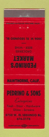 Matchbook Cover - Pedrino's Market Grocery Sash Door Glass Hawthorne CA RED