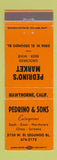 Matchbook Cover - Pedrino's Market Grocery Sash Door Glass Hawthorne CA ORANGE
