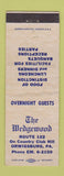 Matchbook Cover - The Wedgewood Orwigsburg PA WORN