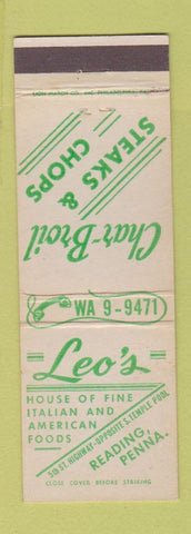 Matchbook Cover - Leo's Italian Restaurant Reading PA