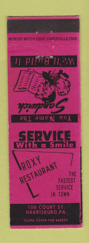 Matchbook Cover - Roxy Restaurant Harrisburg PA