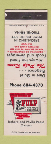 Matchbook Cover - Pulp Restaurant Tyrone PA WEAR