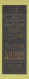 Matchbook Cover - Savoy Restaurant Allentown PA