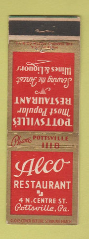 Matchbook Cover - Alco Restaurant Pottsville PA WEAR