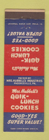 Matchbook Cover - Mrs. Hubbell's Lunch Cookies Phoenixville PA
