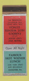 Matchbook Cover - Famous Hot Wiener Lunch Hanover PA WORN
