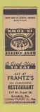 Matchbook Cover - Frantz's Restaurant Berwick PA