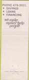 Matchbook Cover - Thrift Savings Loan Evansville IN