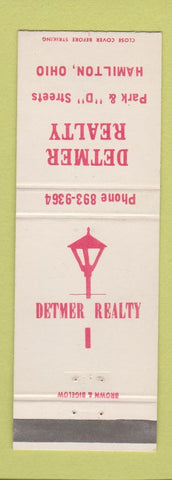 Matchbook Cover - Detmer Real Estate Hamilton OH