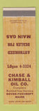 Matchbook Cover - Chase and Kimball Oil Dover Foxcroft ME