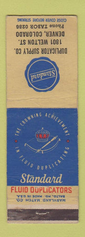 Matchbook Cover - Standard Fluid Duplicators Denver Colorado WEAR