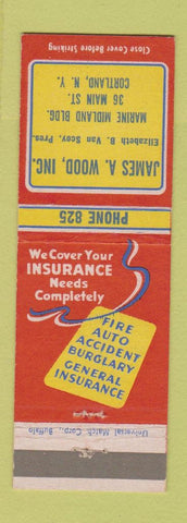 Matchbook Cover - James Wood Insurance Cortland NY