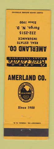 Matchbook Cover - Ameriland Real Estate Insurance Fargo ND