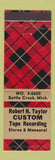 Matchbook Cover - Robert Taylor Tape Recording Battle Creek MI
