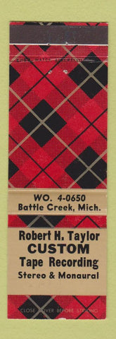Matchbook Cover - Robert Taylor Tape Recording Battle Creek MI