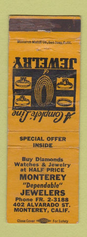 Matchbook Cover - Monterey Jewelry CA WORN
